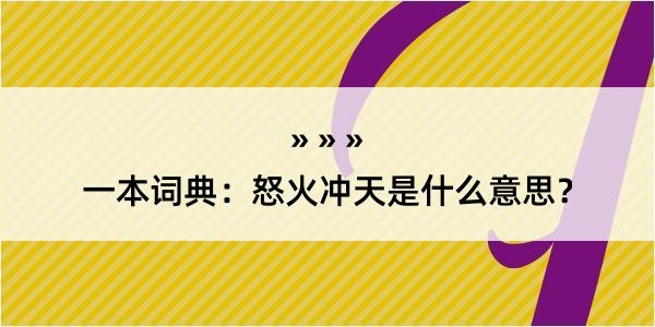 一本词典：怒火冲天是什么意思？