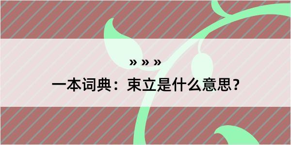 一本词典：束立是什么意思？