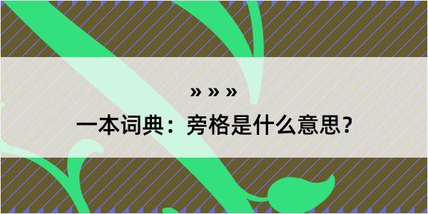 一本词典：旁格是什么意思？