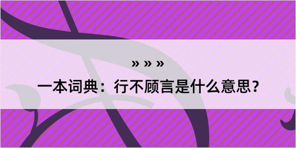 一本词典：行不顾言是什么意思？