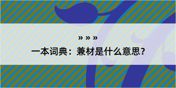 一本词典：兼材是什么意思？