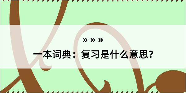 一本词典：复习是什么意思？