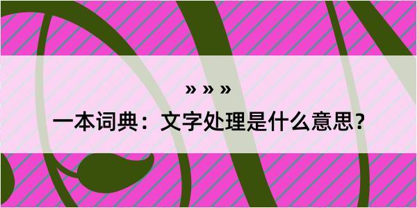 一本词典：文字处理是什么意思？