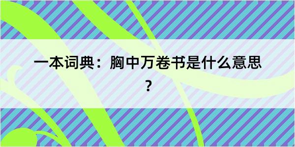 一本词典：胸中万卷书是什么意思？