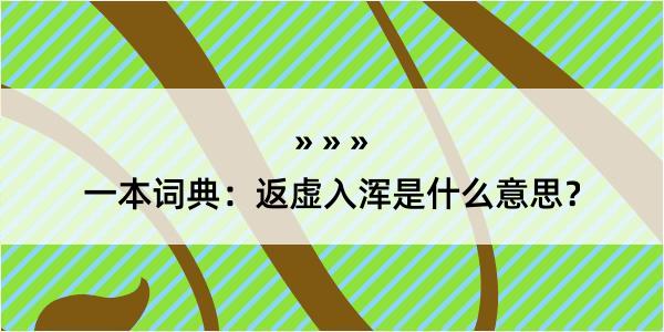 一本词典：返虚入浑是什么意思？