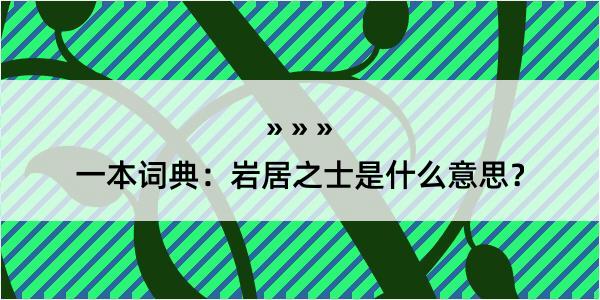 一本词典：岩居之士是什么意思？