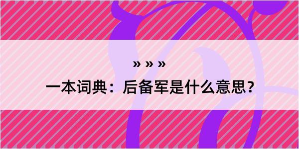 一本词典：后备军是什么意思？