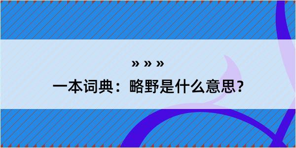 一本词典：略野是什么意思？