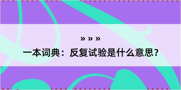 一本词典：反复试验是什么意思？