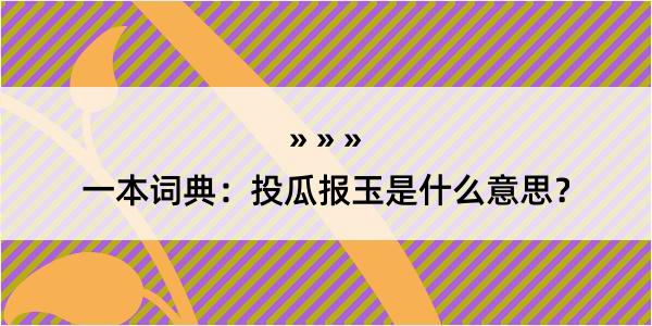 一本词典：投瓜报玉是什么意思？