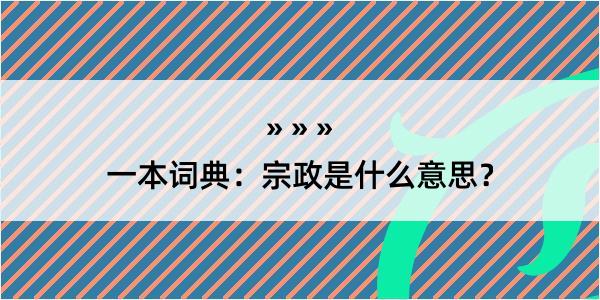 一本词典：宗政是什么意思？