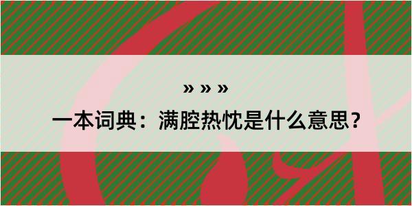 一本词典：满腔热忱是什么意思？