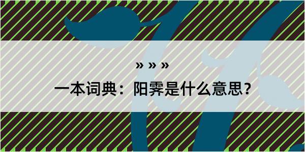 一本词典：阳霁是什么意思？