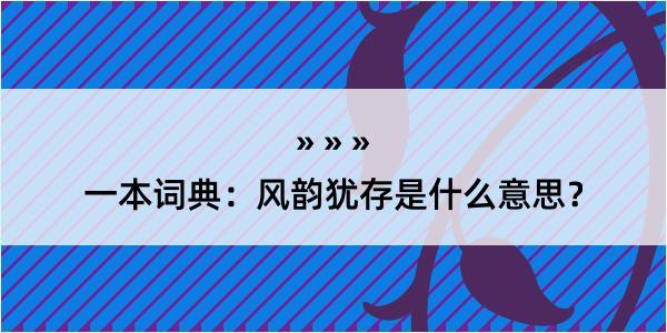 一本词典：风韵犹存是什么意思？