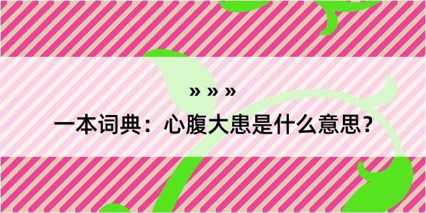 一本词典：心腹大患是什么意思？