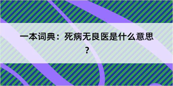 一本词典：死病无良医是什么意思？