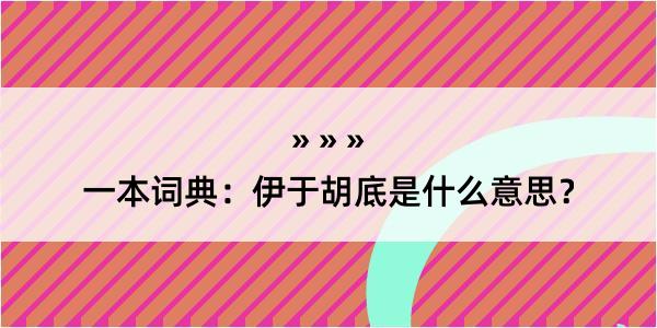 一本词典：伊于胡底是什么意思？