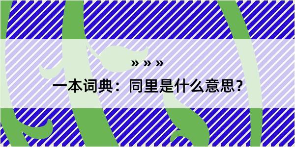 一本词典：同里是什么意思？