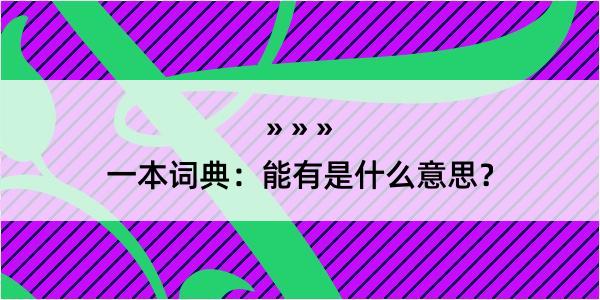 一本词典：能有是什么意思？