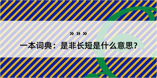 一本词典：是非长短是什么意思？