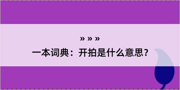 一本词典：开拍是什么意思？