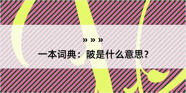 一本词典：陂是什么意思？