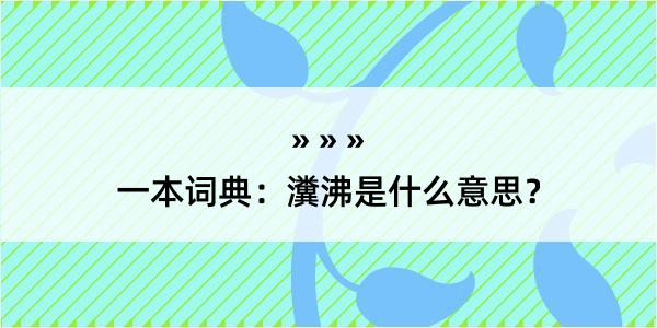 一本词典：瀵沸是什么意思？