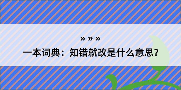 一本词典：知错就改是什么意思？