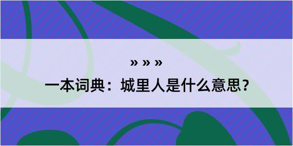 一本词典：城里人是什么意思？