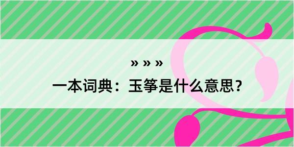 一本词典：玉筝是什么意思？