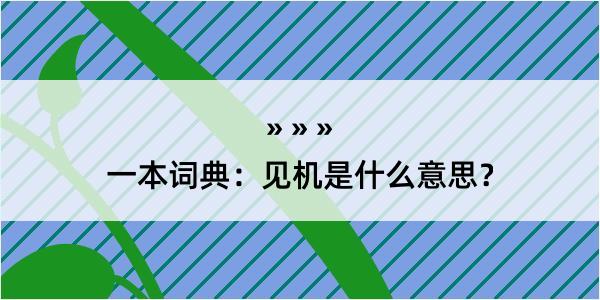 一本词典：见机是什么意思？