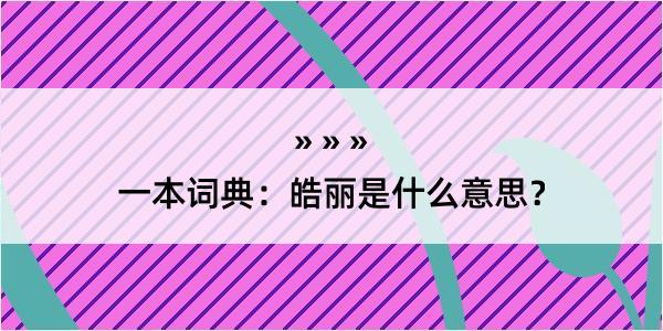 一本词典：皓丽是什么意思？