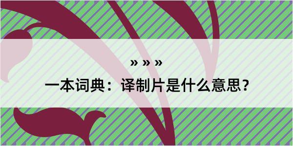 一本词典：译制片是什么意思？