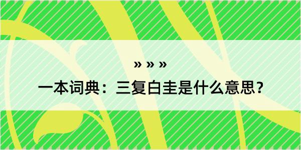 一本词典：三复白圭是什么意思？