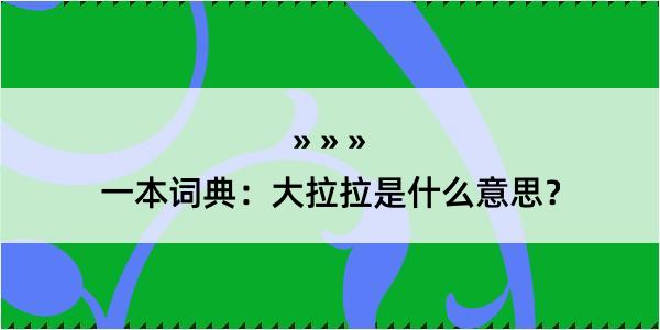 一本词典：大拉拉是什么意思？