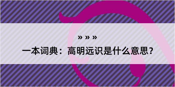 一本词典：高明远识是什么意思？