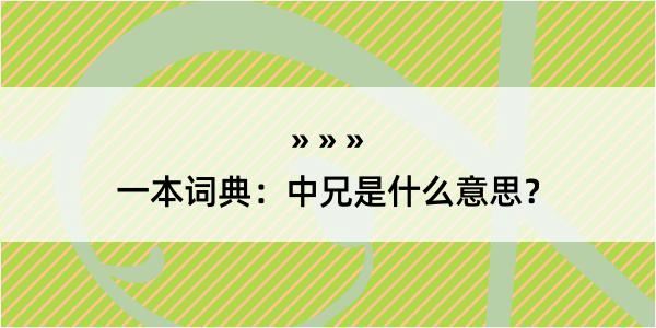 一本词典：中兄是什么意思？