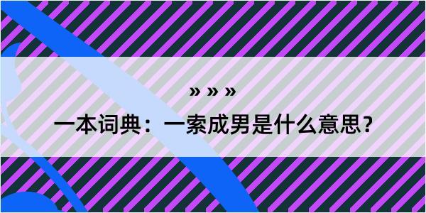 一本词典：一索成男是什么意思？