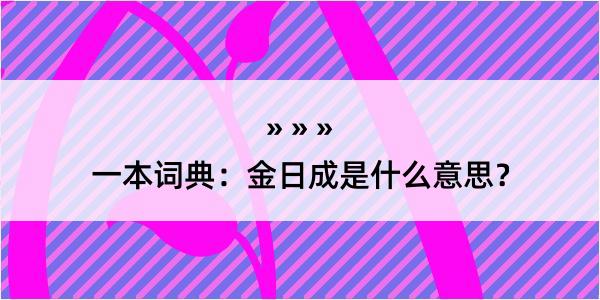 一本词典：金日成是什么意思？