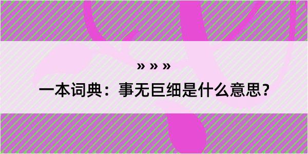 一本词典：事无巨细是什么意思？