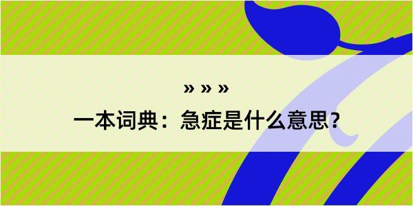 一本词典：急症是什么意思？