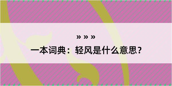 一本词典：轻风是什么意思？