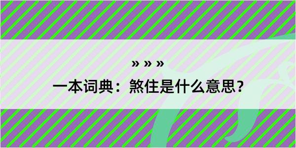 一本词典：煞住是什么意思？