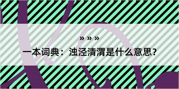 一本词典：浊泾清渭是什么意思？