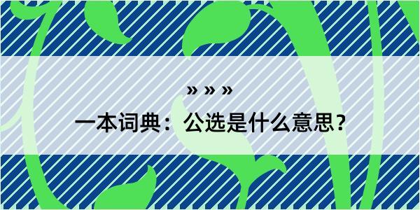 一本词典：公选是什么意思？