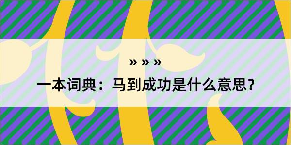 一本词典：马到成功是什么意思？