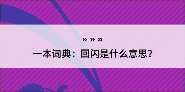 一本词典：回闪是什么意思？