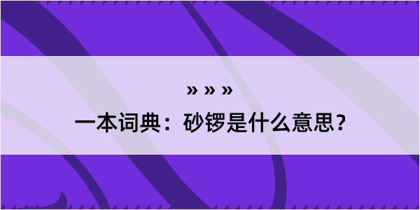 一本词典：砂锣是什么意思？