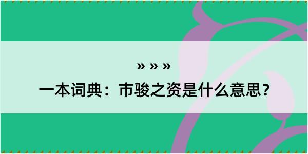 一本词典：市骏之资是什么意思？