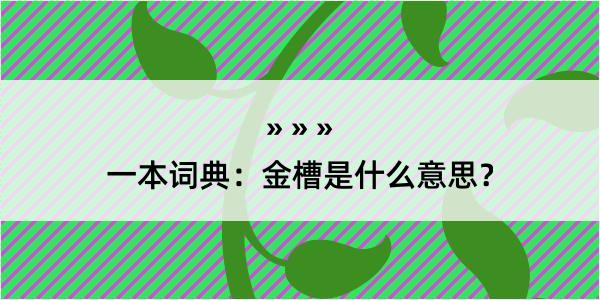 一本词典：金槽是什么意思？